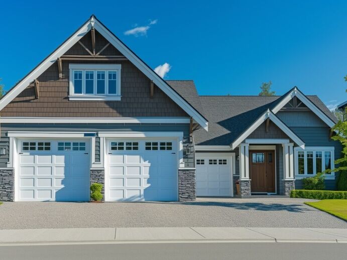 Elegant home with modern siding and a sleek garage, reflecting the craftsmanship of Bayside Builders Group, a Bay Area construction and remodeling expert.