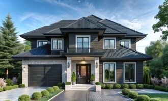 A modern two-storey home with sleek black siding and large windows, exemplifying Bayside Builders Group’s expertise in contemporary home remodeling and construction in the Bay Area.